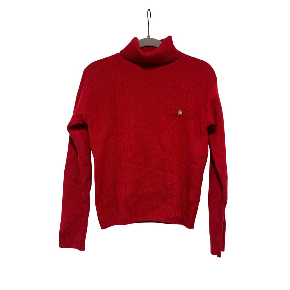 Vintage SK & Company Women's Red Angora Wool Turtleneck Sweater M - Picture 2 of 9